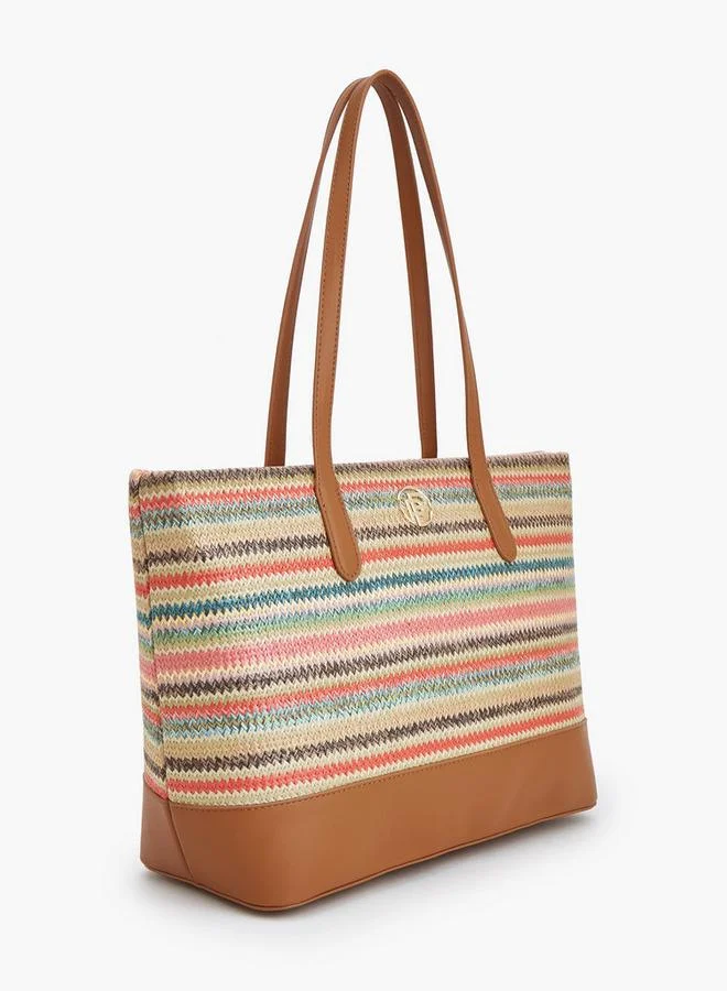 Peppermint Striped Tote Bag With Zip Closure